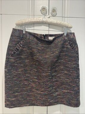 LOFT Black Multicolor-Thread Tweed Mini Skirt